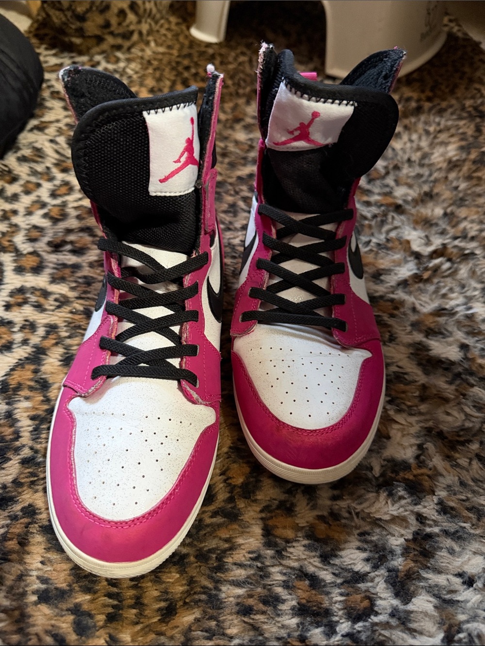 Jordan Women's High-Top Sneakers in Pink, White & Black